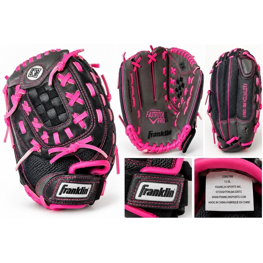 Franklin Fastpitch Pro Series 11" Softball Glove Right Hand Black Pink Gray